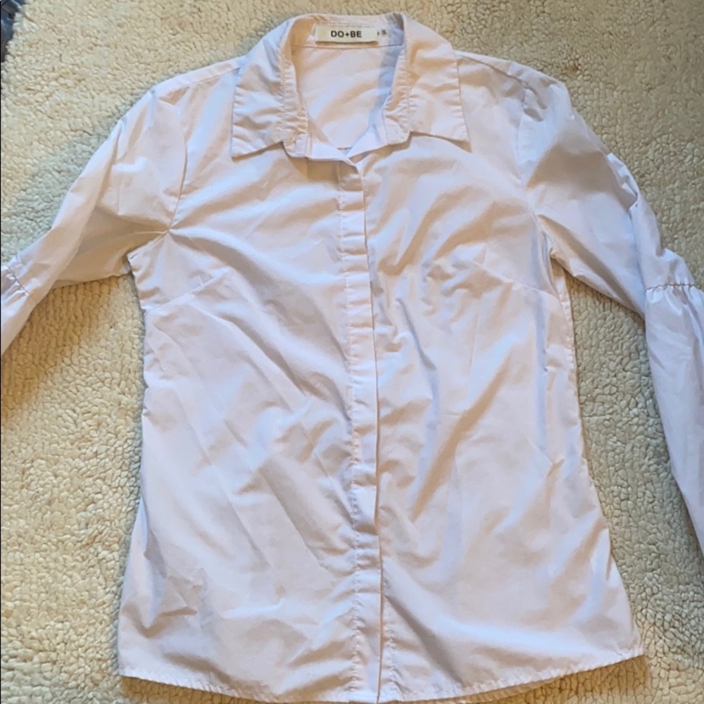 Button Down White Blouse With Bubble Sleeve Detail - image 3